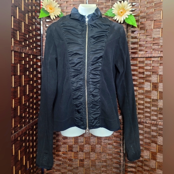Adidas By Stella McCarthy Core Fleece Ruched Athletic Zip Jacket Medium Black - Picture 1 of 10